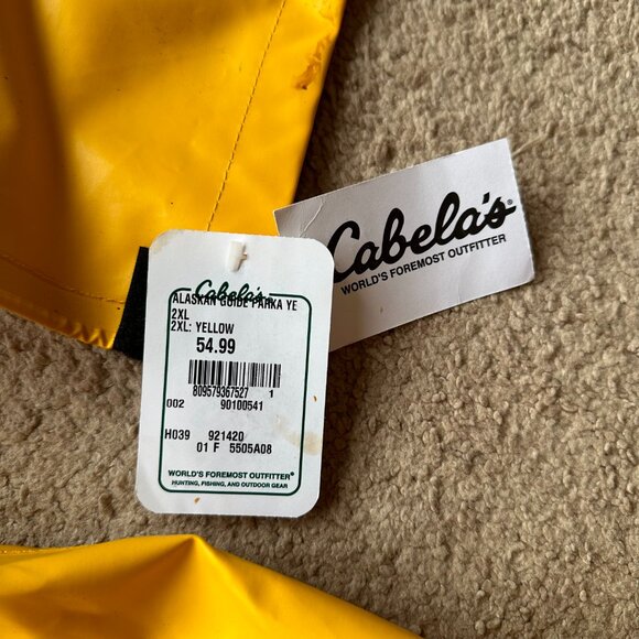 Cabelas Jacket Mens 2XL NWT Alaskan Guide Parka PVC Yellow Button Close - Picture 6 of 11